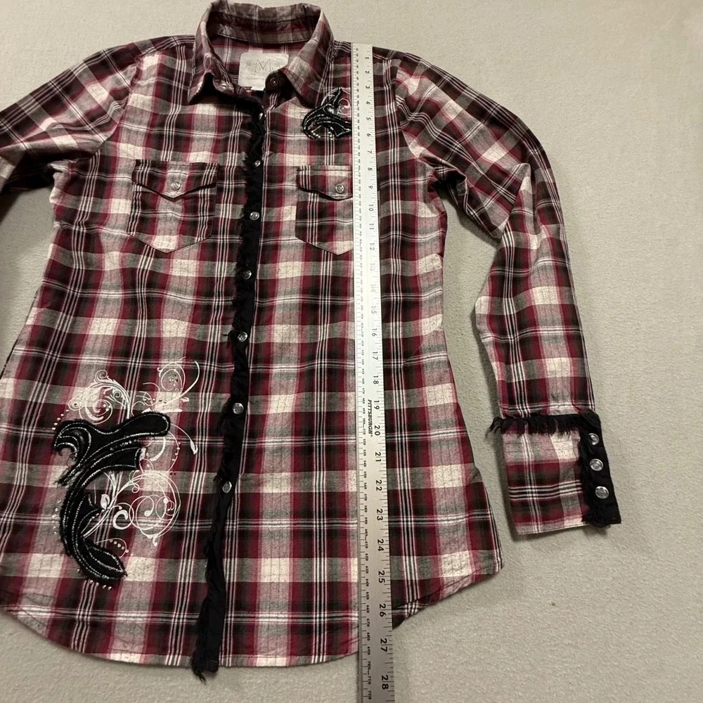Maurices Premium Western Plaid Pearl Snap Long Sleeve‎ Shirt Women Medium